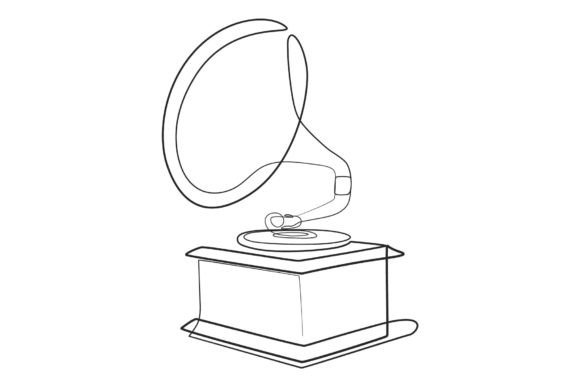 Download Gramophone Line Artwork Continuous Linear - Artwork Collection
