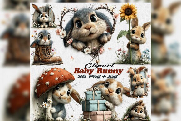Download Whimsical Watercolor Baby Bunny Easter - Premium Bundle