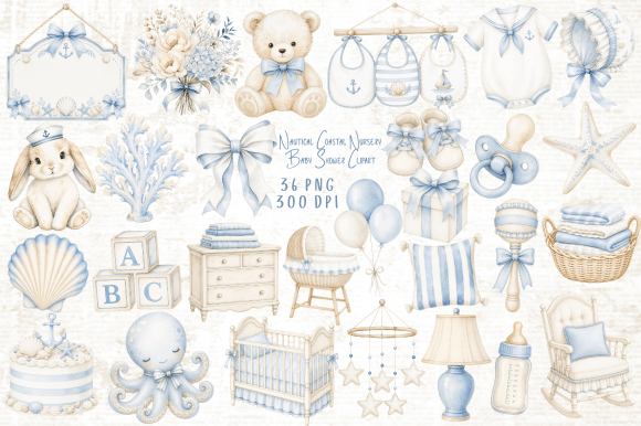 Download Nautical Nursery Baby Shower Clipart PNG - Premium Resources