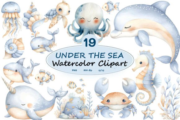 Download Under the Sea Watercolor Clipart PNG - Premium Resources