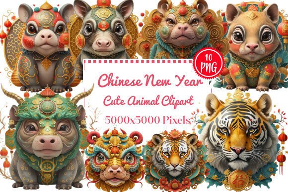Download Chinese New Year Cute Animal Clipart - Cute animal clipart Collection