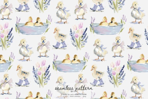 Download Adorable Baby Duck Seamless Pattern - Premium Bundle