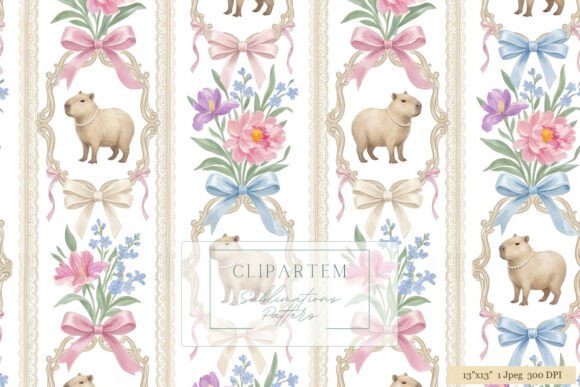 Download Capybara Floral Bow Pattern Design - Premium Bundle