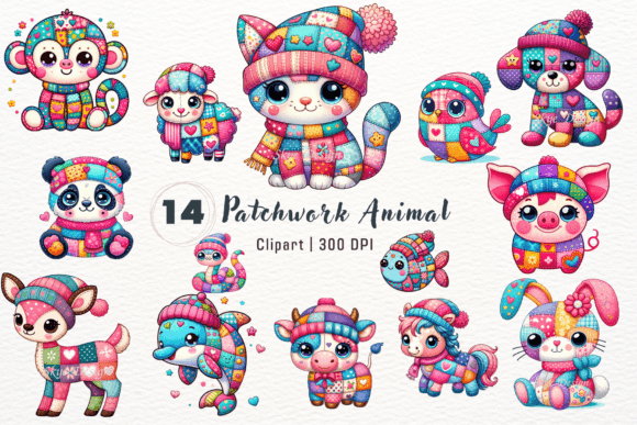 Download Patchwork Cute Animal Clipart - Cute animal clipart Collection