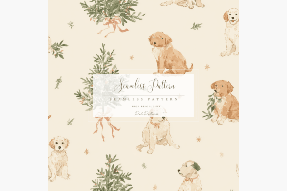 Download Cute Puppy Christmas Seamless Pattern PNG - Premium Bundle
